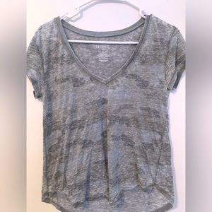 •American Eagle V-Neck Top XS Sage Green and Camo•